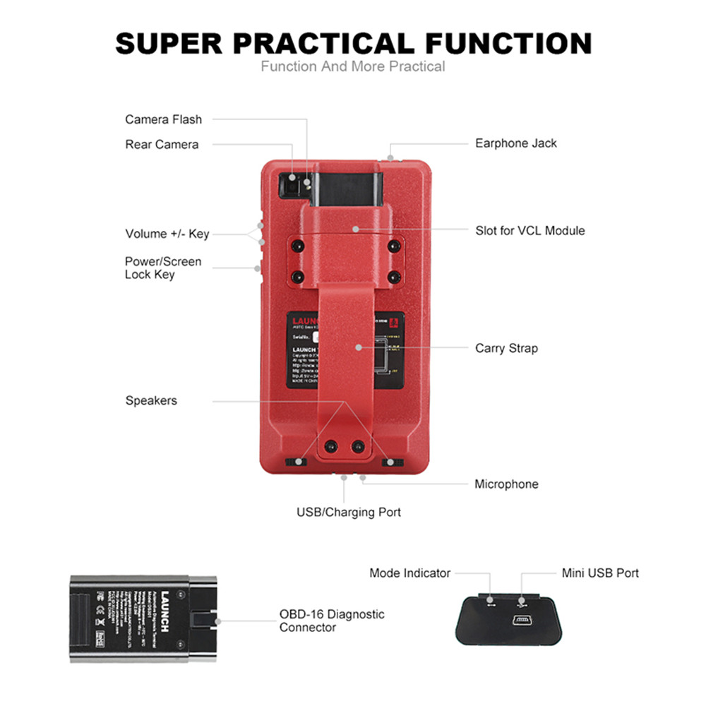 Launch - Launch X431 Pros Mini Red Color Full System Car Diagnostic Tool