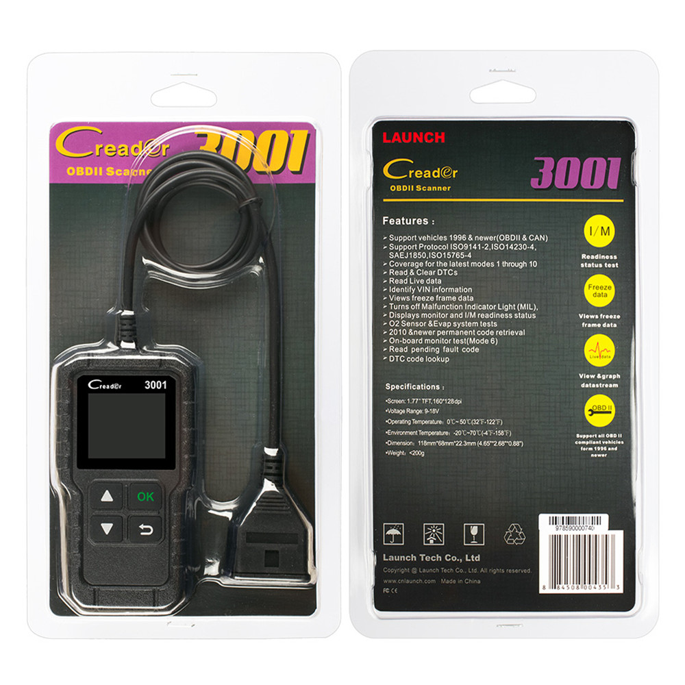 Launch - Launch X431 CR3001 auto Full OBD2 OBDII Code Reader Scanner OBD 2 Creader 3001 Car Diagnostic tool