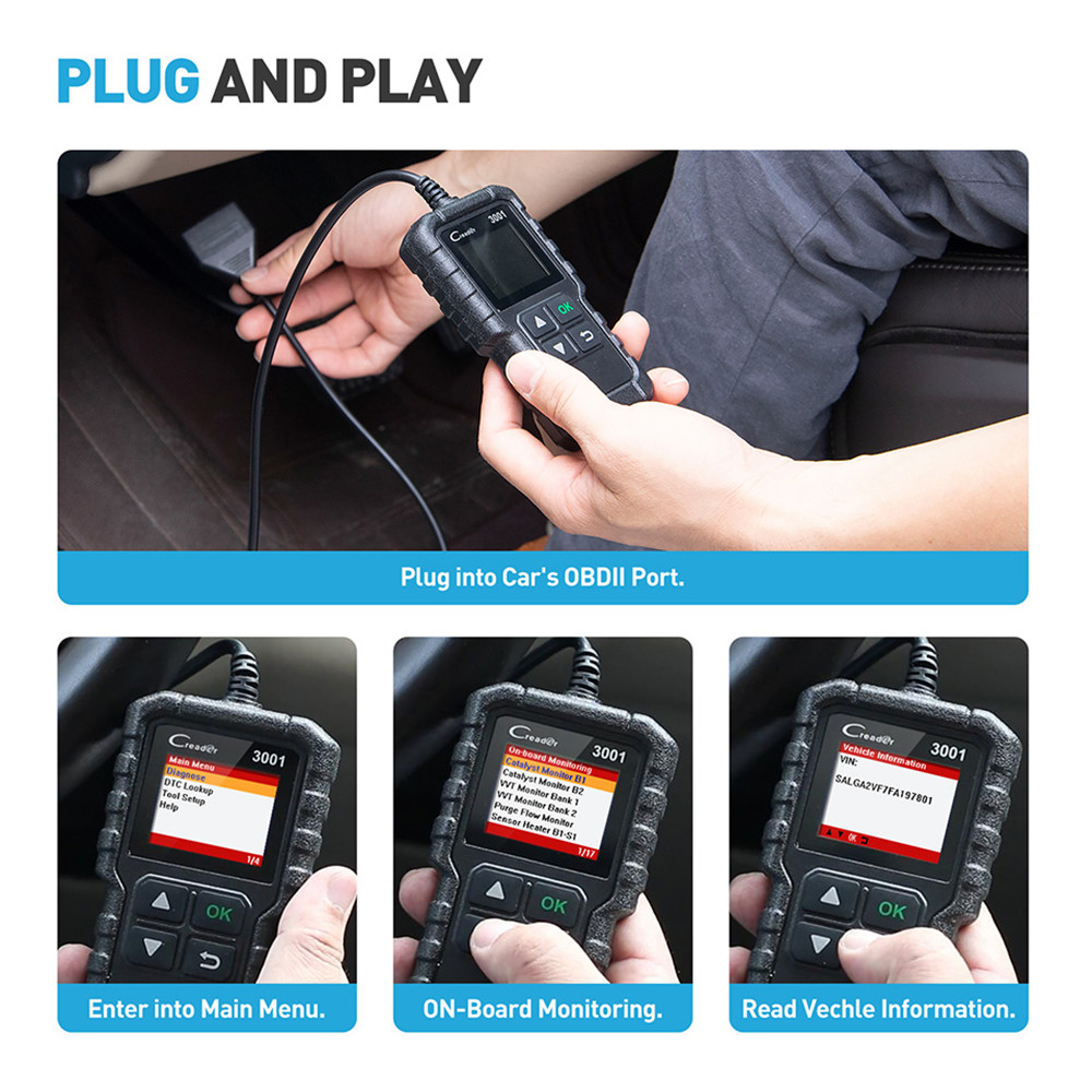 Launch - Launch X431 CR3001 auto Full OBD2 OBDII Code Reader Scanner OBD 2 Creader 3001 Car Diagnostic tool