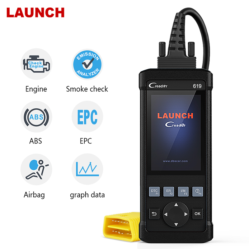 Launch OBD2 Scanner CR619 Engine ABS SRS O2 Sensor Monitoring Creader Tool ODB2 Car Diangostic Tool OBD 2 Automotive Sca-Launch