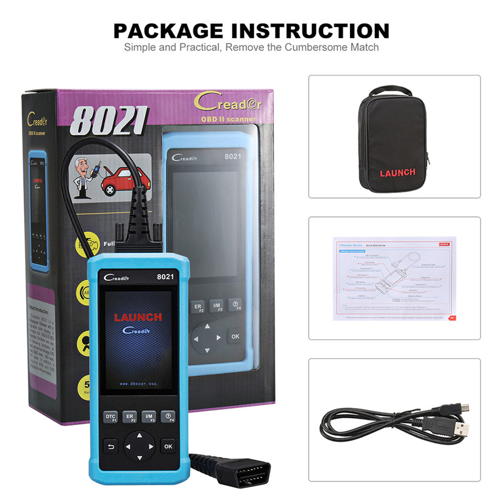 Launch - eobd function code reader CR8021 diagnostic tool obd2 scanner with oil EPB BMS SAS reset + ABS SRS test