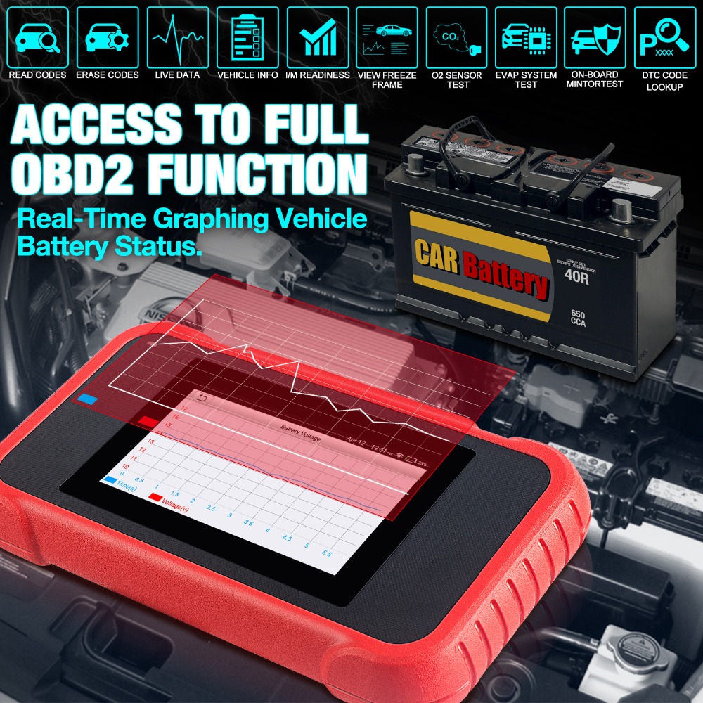Launch - LAUNCH x431 CRP123E OBD2 OBDII diagnostic tool With Engine ABS Airbag SRS Transmission systems Code Reader CRP123 E Free