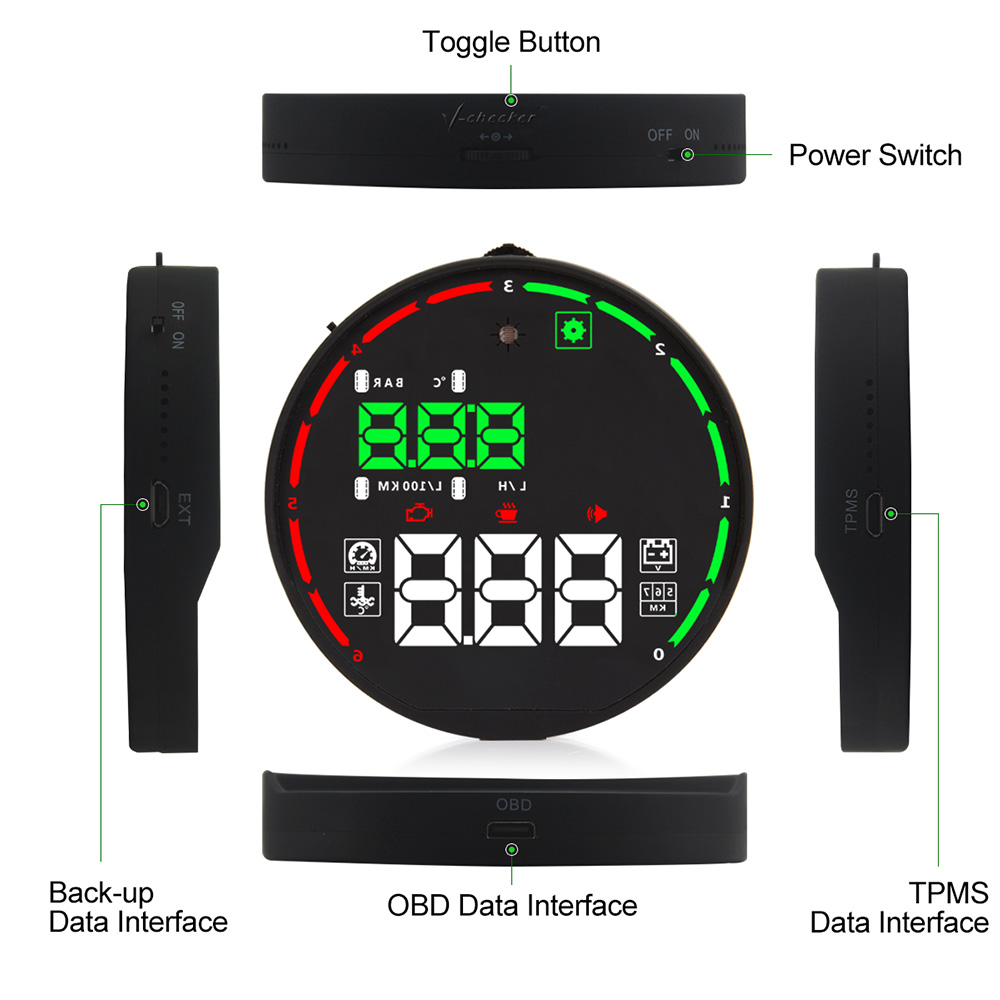 V-checker - V-checker H501 HUD Head Up Display Color OBD II Scanner Car Engine Fault Code Reader CAR Diagnostic Scan Tool