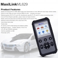 Autel ML629 OBD2 Scanner Car Diagnostic Tool Code Reader +ABS/SRS Auto Tool, Turns off Engine Light (MIL) and ABS/SRS