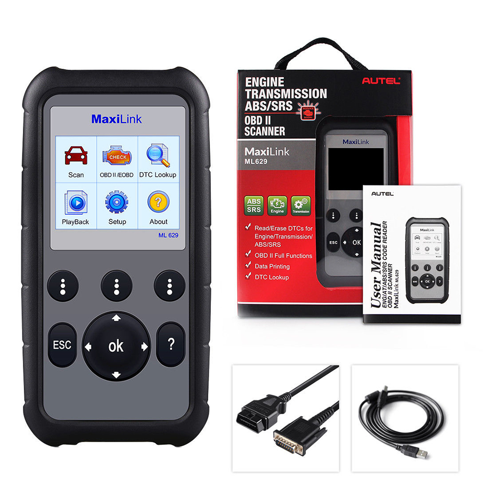 Autel - Autel ML629 OBD2 Scanner Car Diagnostic Tool Code Reader +ABS/SRS Auto Tool, Turns off Engine Light (MIL) and ABS/SRS