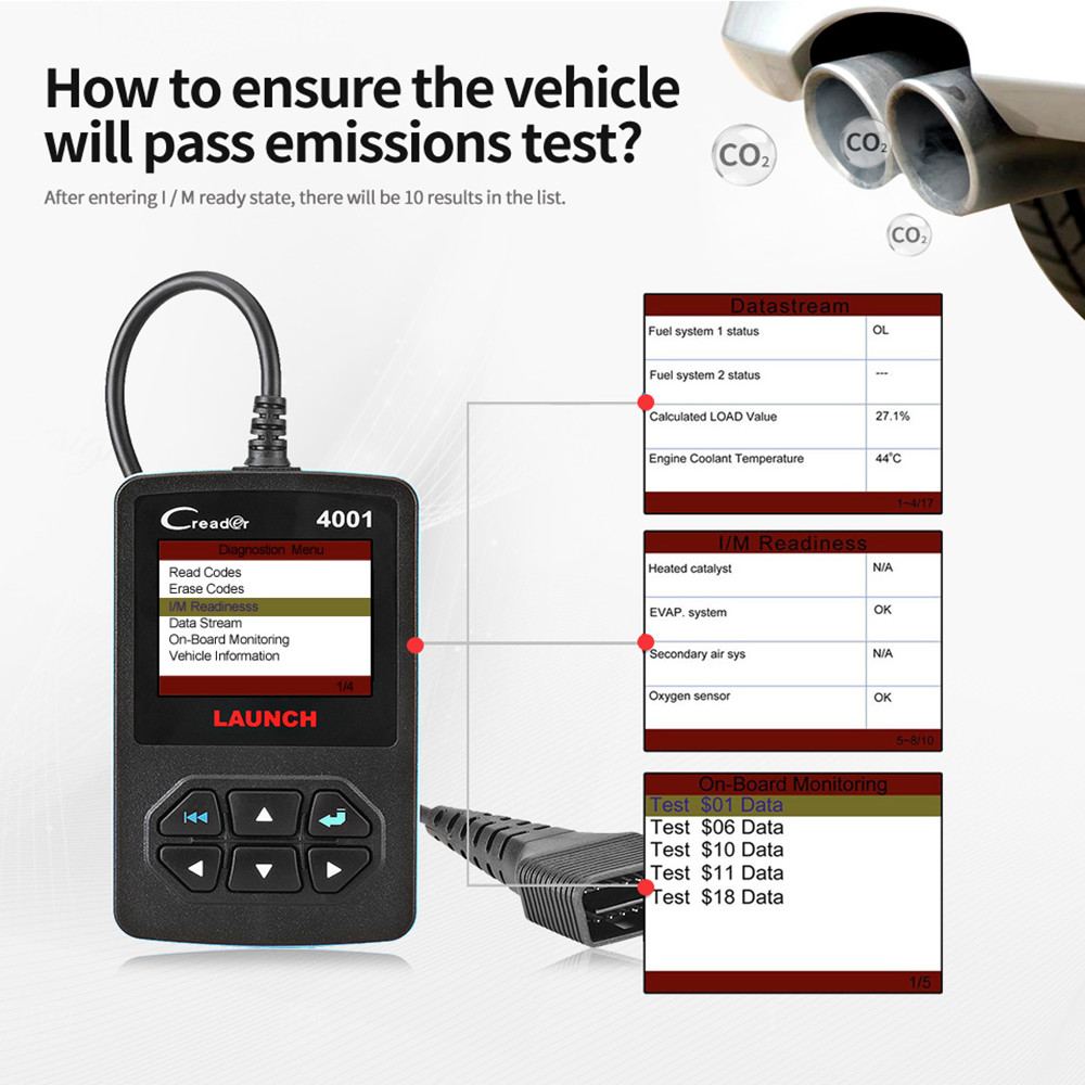 Launch - Launch CReader 4001 OBD OBD2 Scanner DIY Car Code Reader CR4001 OBDII Diagnostic Tool Free Update X431 Creader