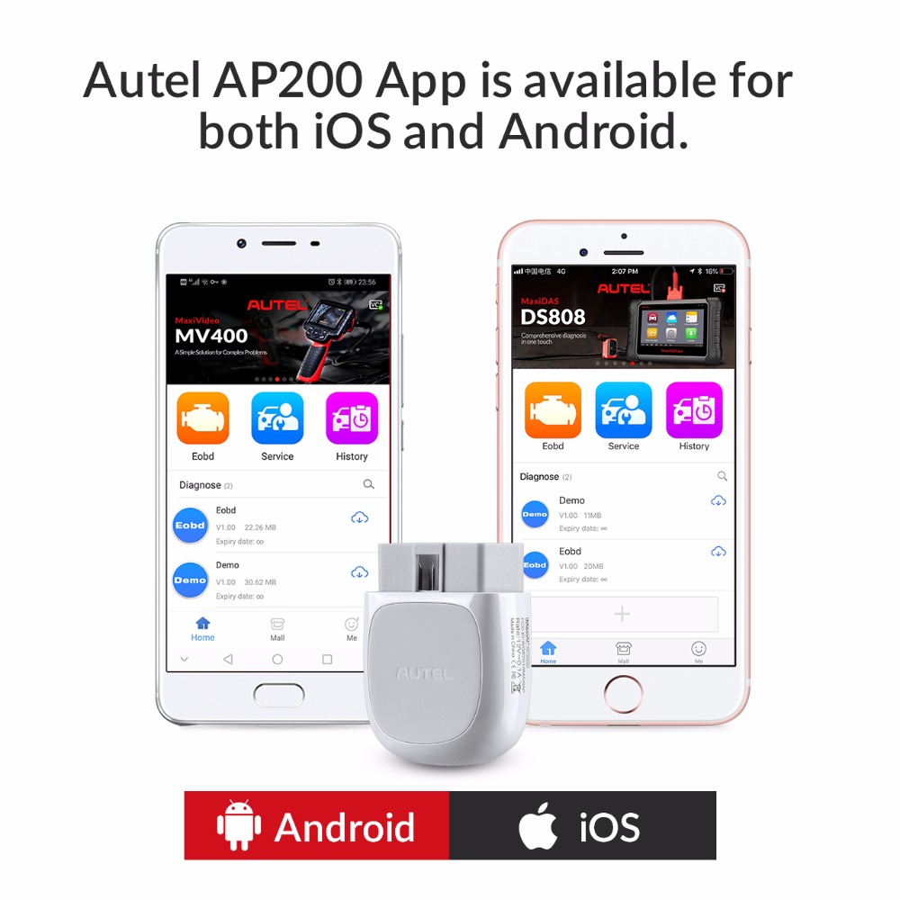 Autel - Autel AP200 Bluetooth OBD2 Scanner Code Reader with Full Systems Diagnoses AutoVIN TPMS IMMO Service for Family DIYers