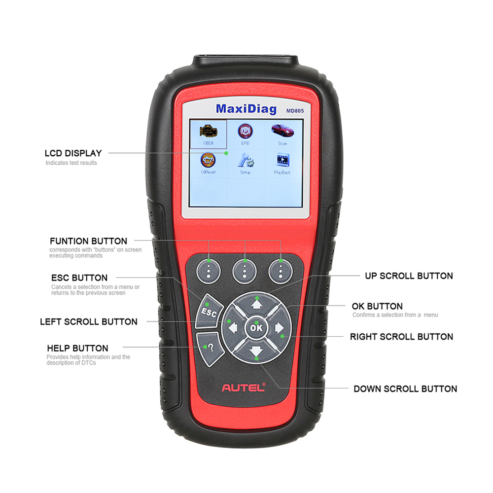 Autel - Autel MaxiDiag MD805 Full System OBD2 Scanner Car Diagnostic Tool Code Reader Scaner