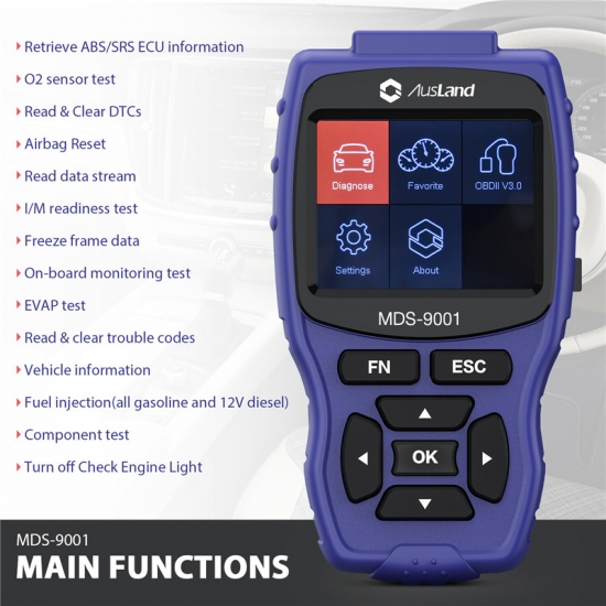 AusLand - AUSLAND MDS-9001 Car Diagnostic Scanner Professional Diagnostic Scan Tool For Acura