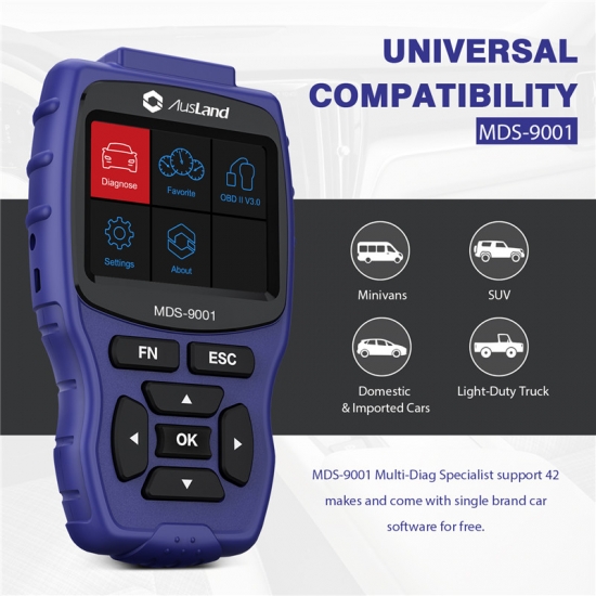 AusLand - AUSLAND MDS-9001 Car Diagnostic Scanner Professional Diagnostic Scan Tool For Acura