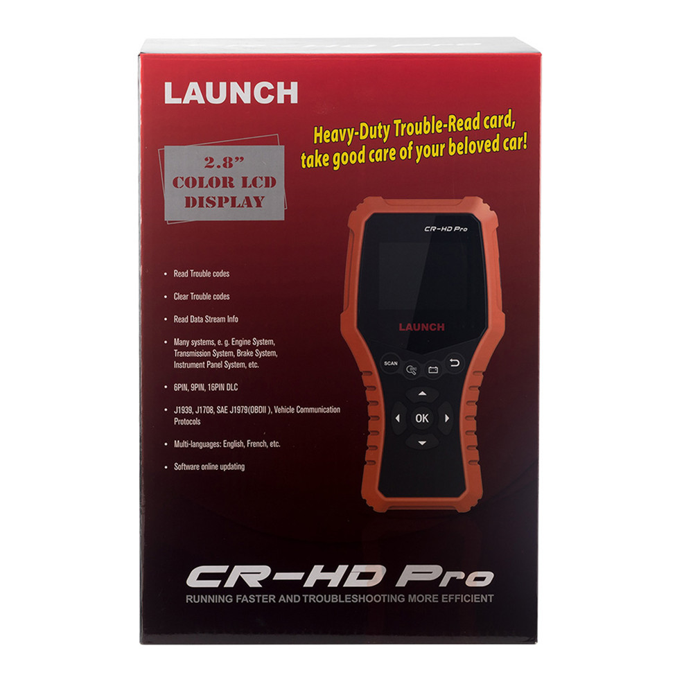 Launch - Launch car truck obd2 hd obd code reader scanner CR-HD Pro support 12V/24V car lifetime free update multi-language