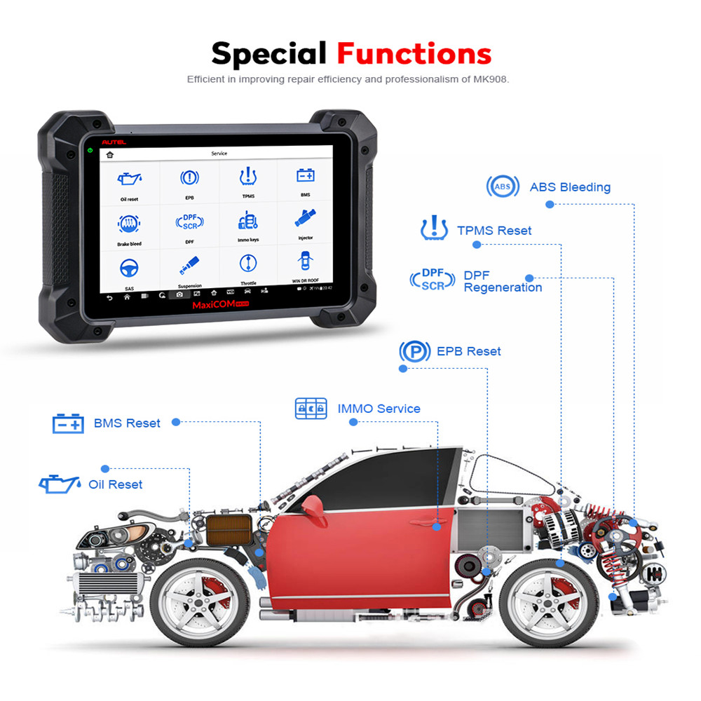 Autel - Autel MaxiCOM MK908 OBD2 Automotive Diagnostic Tool Scanner Analysis System All Systems OBDII ECU Advanced Coding