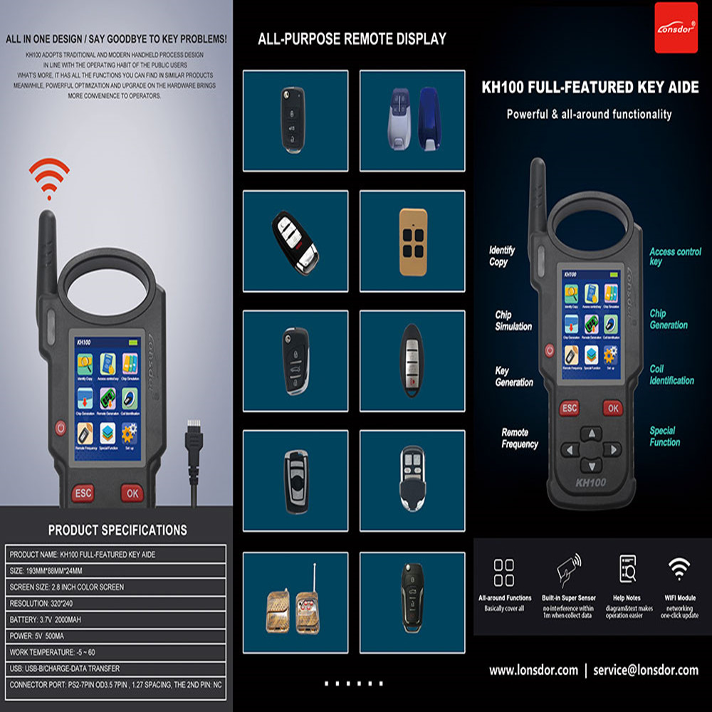 Original Brand Tool - Lonsdor KH100 Hand-Held Remote/Smart Key Programmer Tool