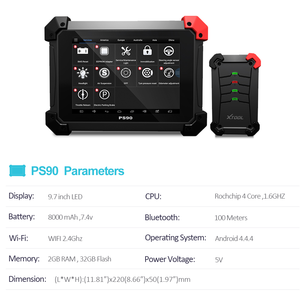 Original Brand Tool - XTOOL PS90 PRO Car Truck Diagnostic Tool For Diesel&Gasoline Heavy Duty OBD2 Key Programmer Odometer Adjustment