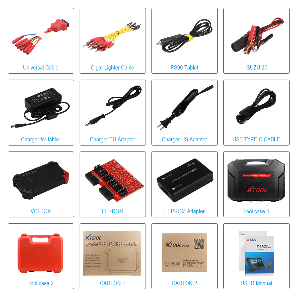 Original Brand Tool - XTOOL PS90 PRO Car Truck Diagnostic Tool For Diesel&Gasoline Heavy Duty OBD2 Key Programmer Odometer Adjustment